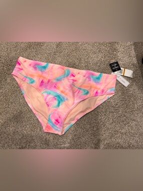 Salt + Cove Pink Blue Swirl High-Waist Swim Bottoms